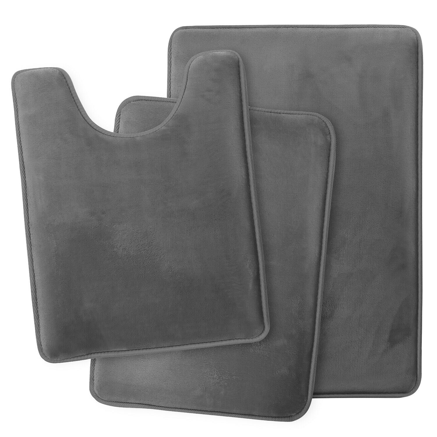 Bath Mats & Rugs - Memory Foam Bath Mat - Absorbent Bathroom Rugs Set - Gray