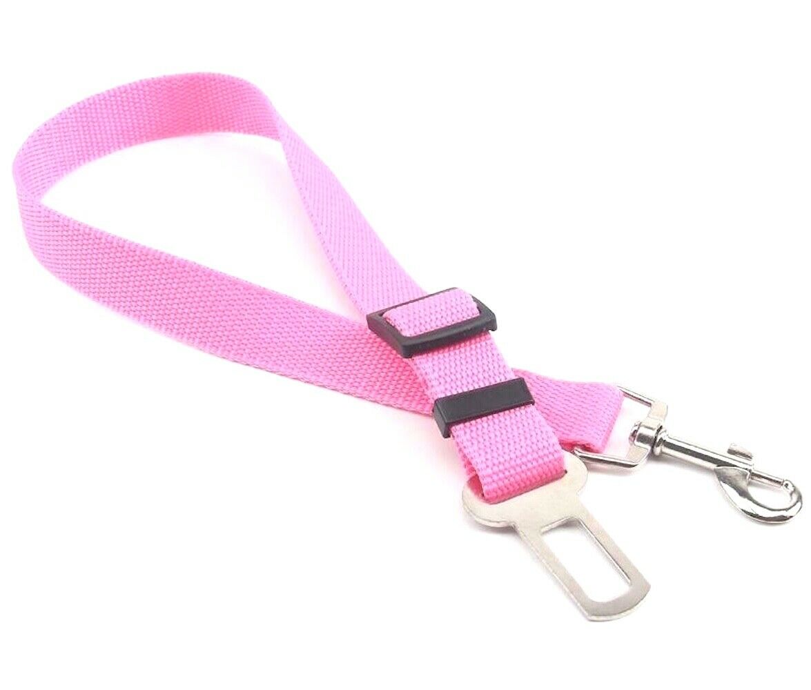 Pet Collars & Harnesses - Harness Collar Dog Seat Belt Leash - Car Restraint Safety Lead - LIGHT PINK