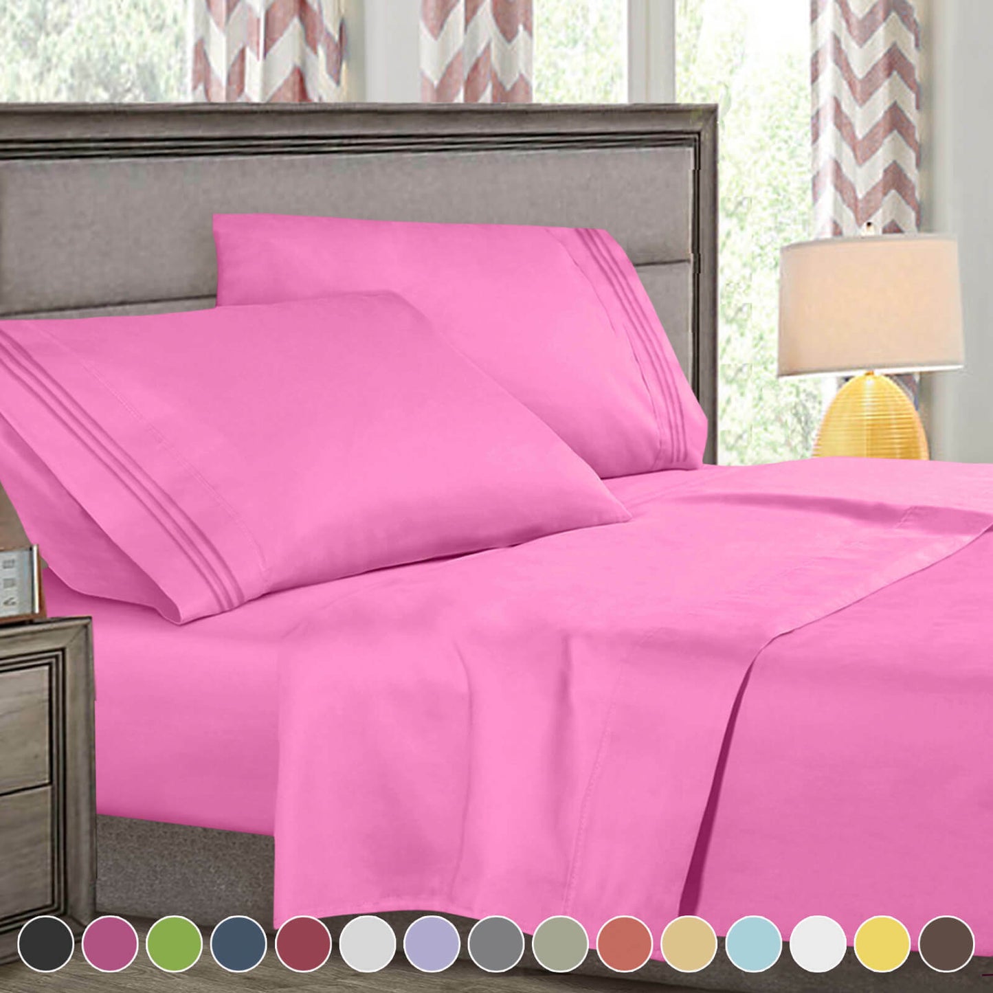 Bed Sheets - 4-Piece Deep Pocket Bed Sheet Set - 1800 Collection Hotel Quality - Queen / Pink