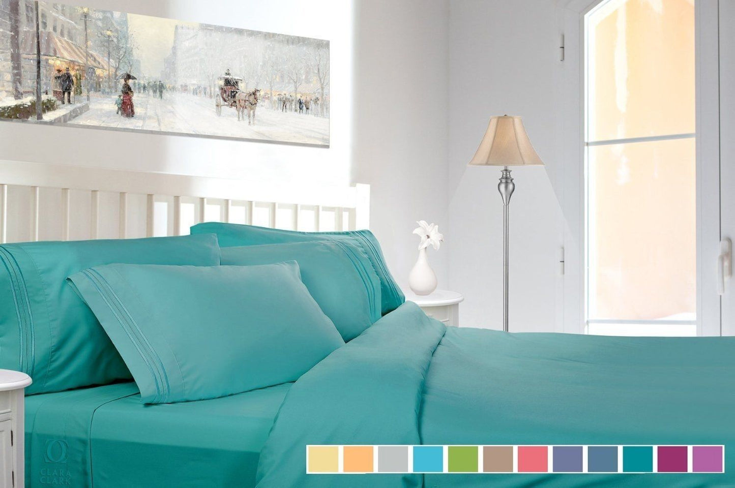 Bed Sheets - Bed Sheets Set - Deep Pocket Queen King Full Twin - 4 Piece 12 Colors! - Twin / Teal