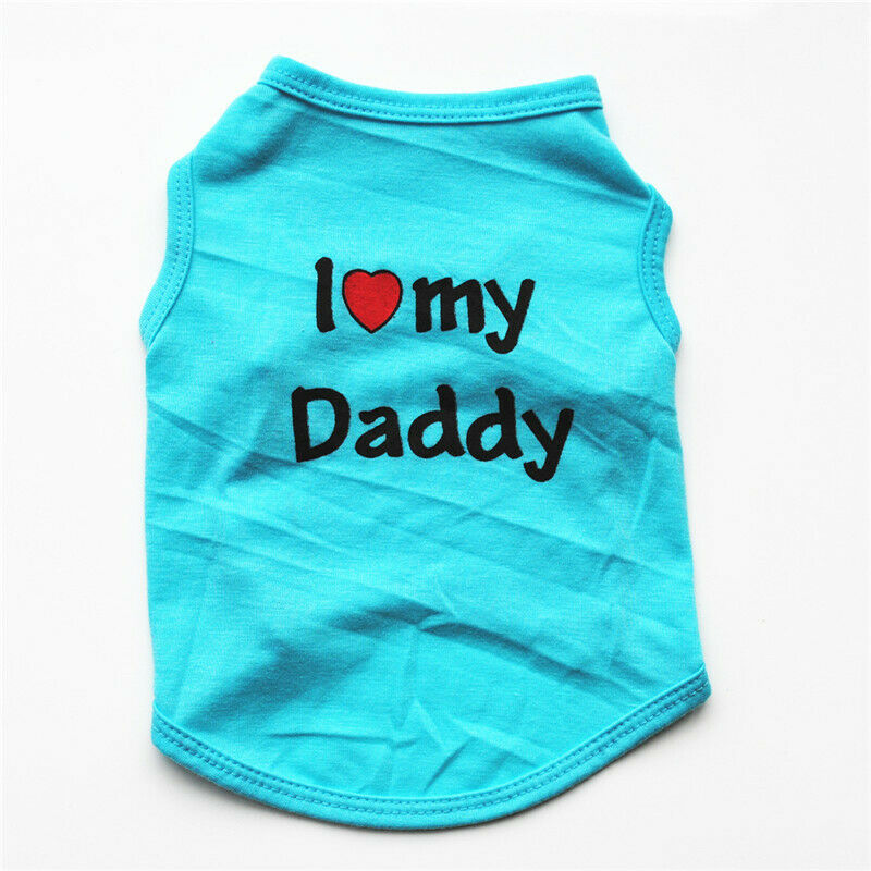 Dog Apparel - Small Dog Clothes - Chihuahua Sweater Coat - Pet Apparel - I love my Daddy (Blue) / S