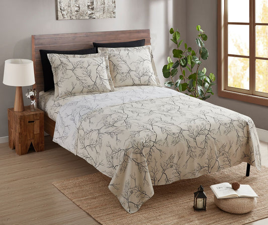 Bed Sheets - Deep Pocket Bed Sheet Set- 6 Pc Hotel Luxury Printed Sheets - Full / Branches