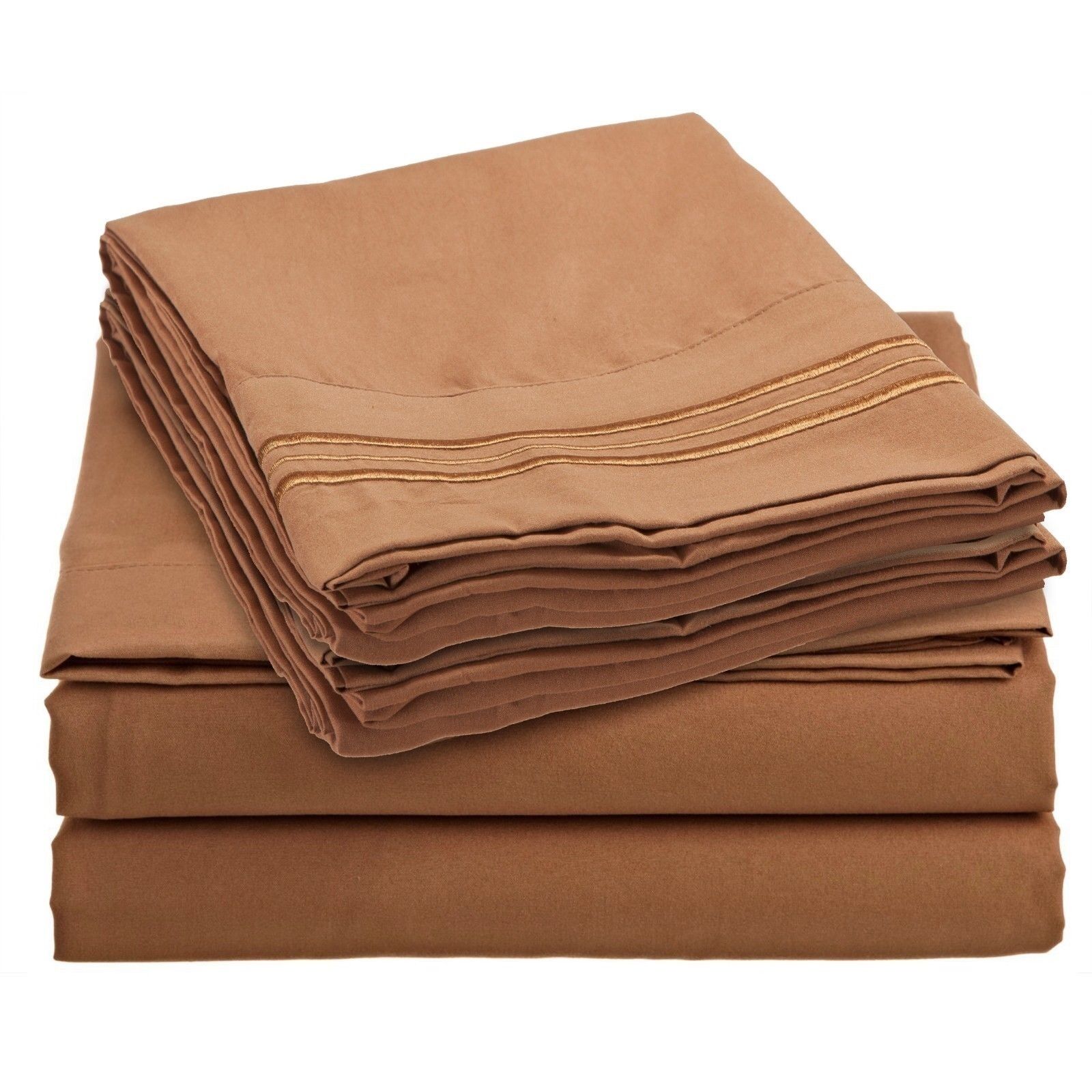 Bed Sheets - Deep Pocket Bed Sheets- 4 Piece Set, Queen, King, Twin, or Full Size - King / Light Brown Mocha