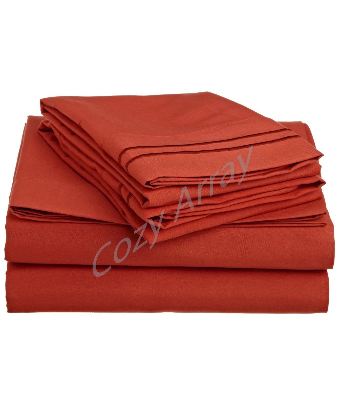 Bed Sheets - Deep Pocket Bed Sheets- 4 Piece Set, Queen, King, Twin, or Full Size - Full / Terracotta