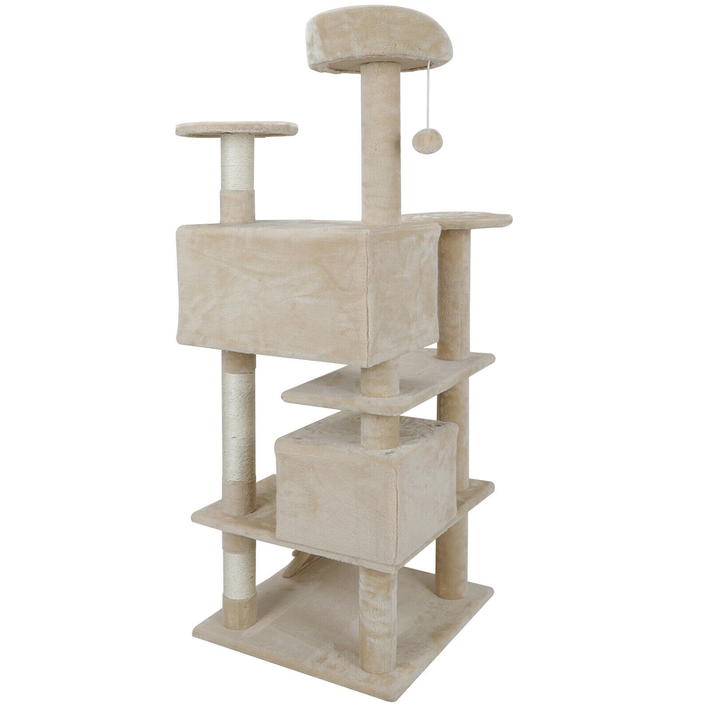 Cat Beds - Cat Tree Tower House - 53" - Beige