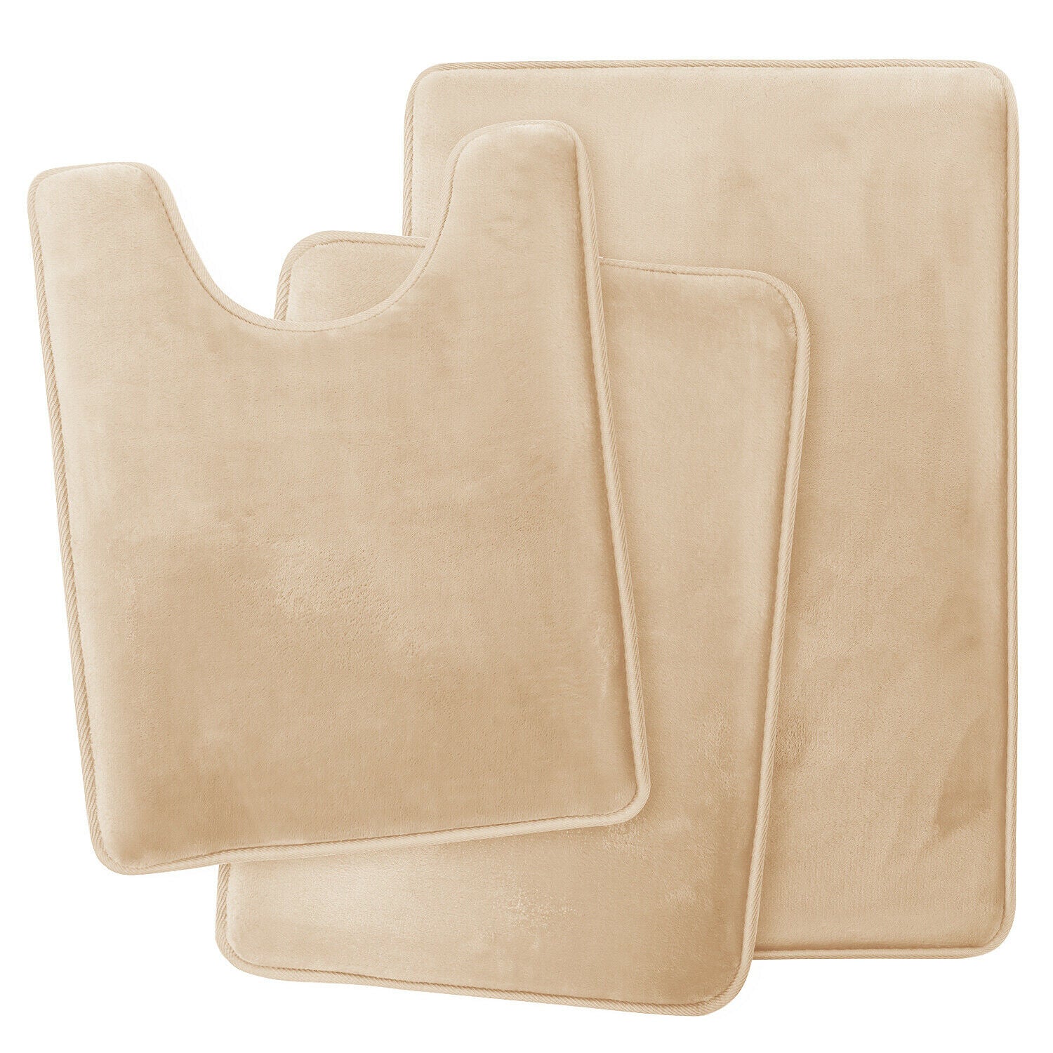 Bath Mats & Rugs - Memory Foam Bath Mat - Absorbent Bathroom Rugs Set - Beige