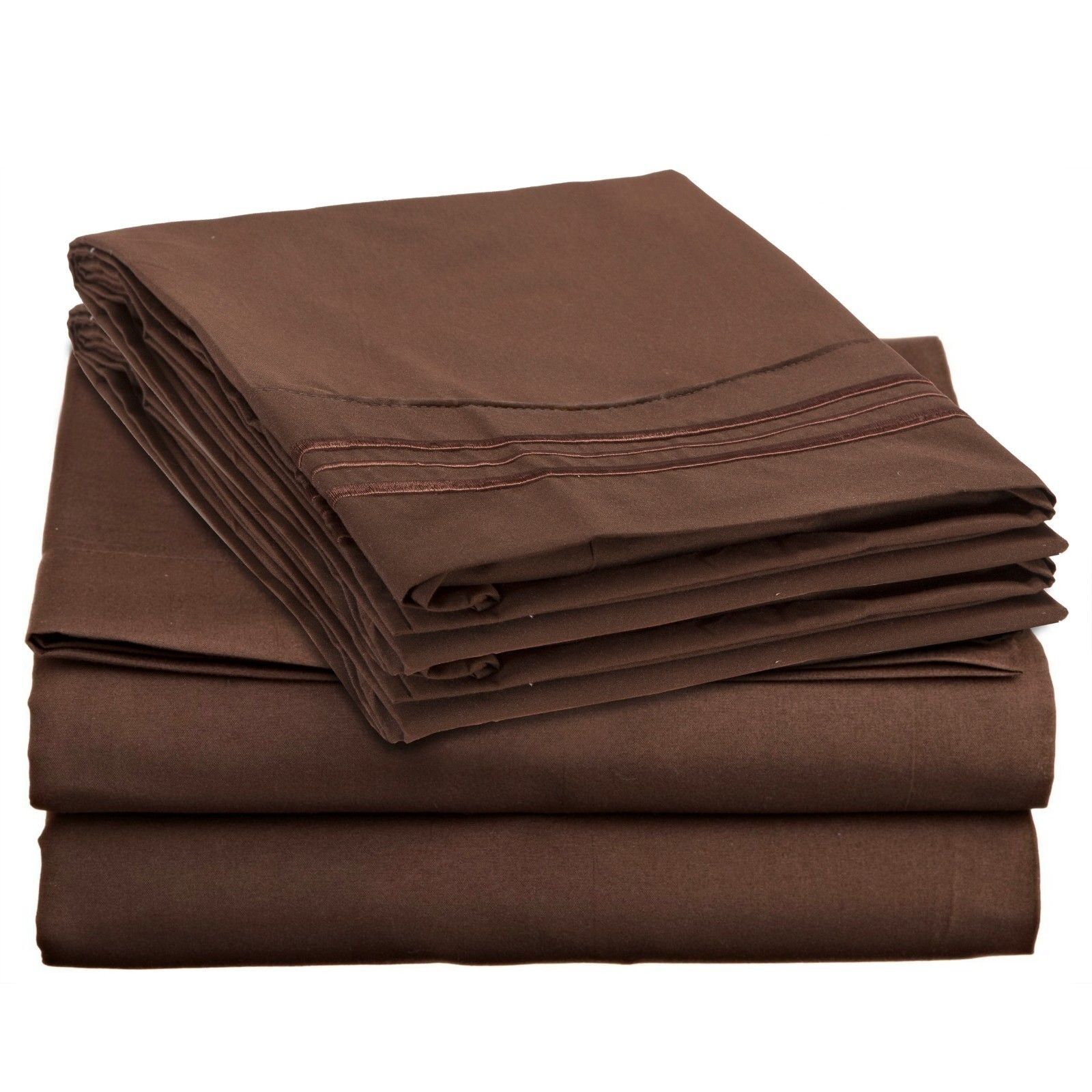 Bed Sheets - Deep Pocket Bed Sheets Set - Soft King Queen Twin Full California King - Queen / Brown