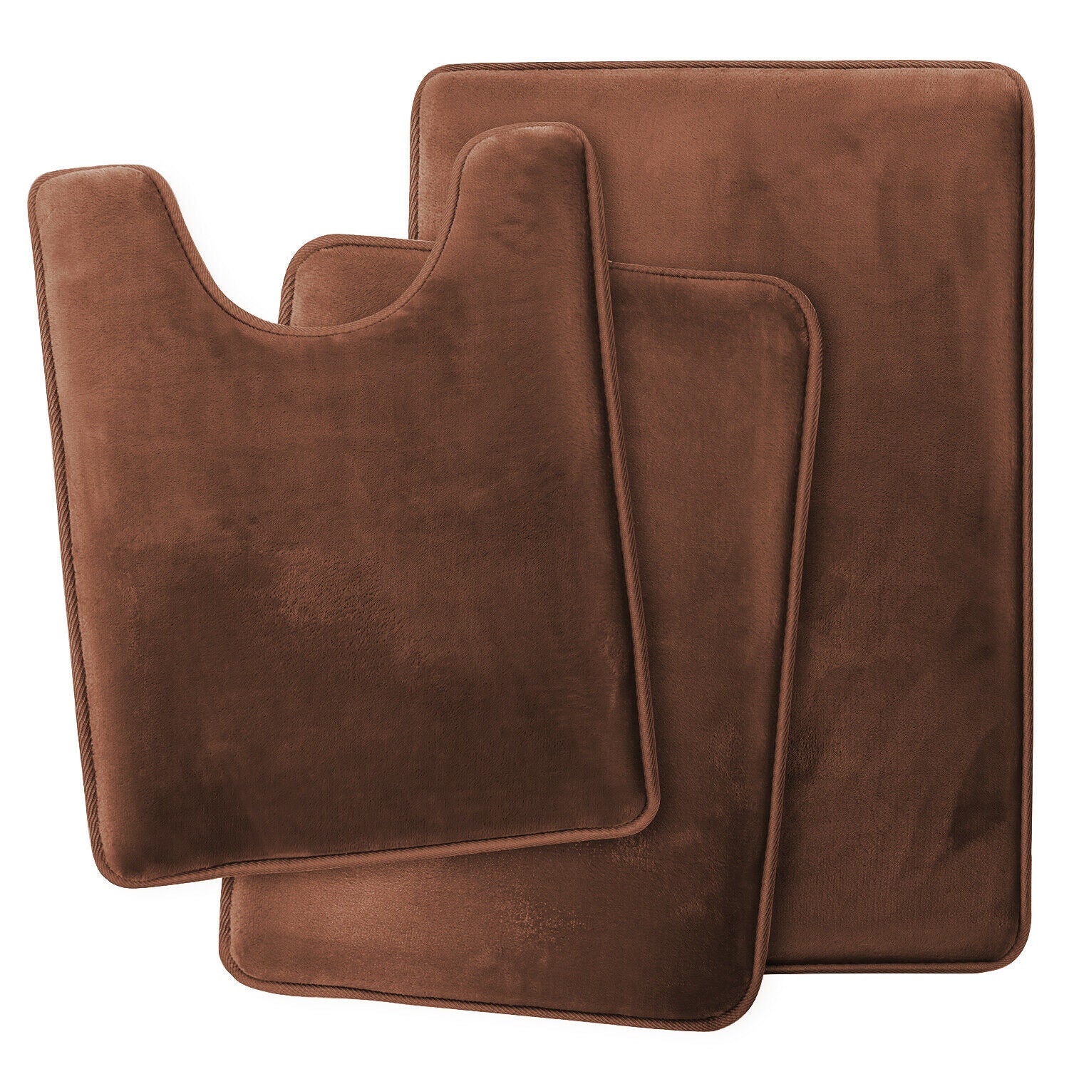 Bath Mats & Rugs - Memory Foam Bath Mat - Absorbent Bathroom Rugs Set - Brown