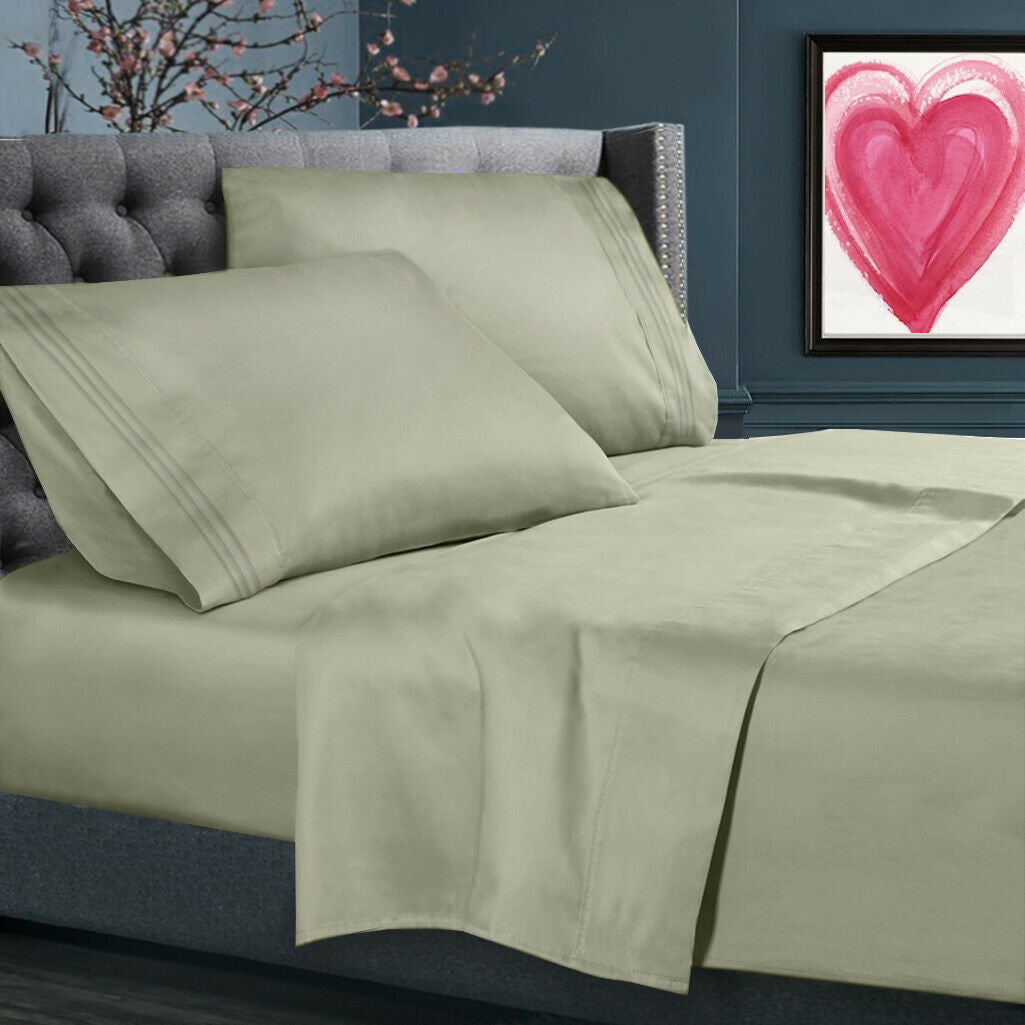 Bed Sheets - All Sizes Bed Sheets - 4 Piece Bed Sheet Set, All Colors Available - Green / Full