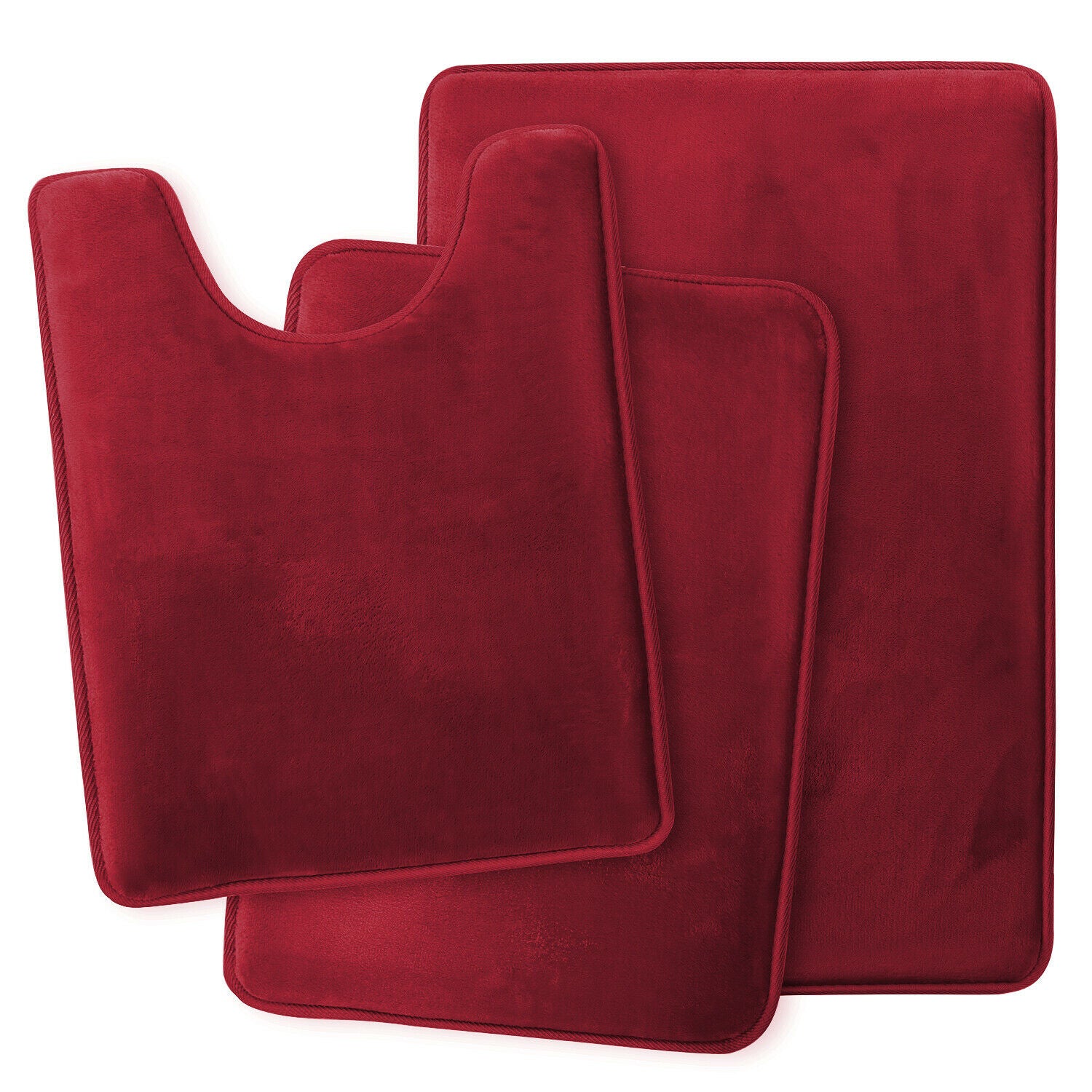 Bath Mats & Rugs - Memory Foam Bath Mat - Absorbent Bathroom Rugs Set - Red