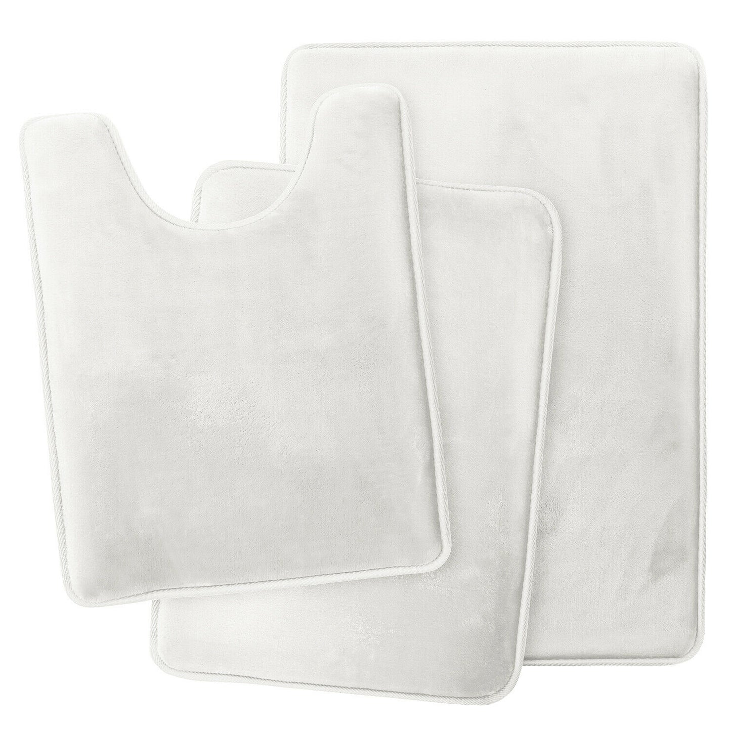 Bath Mats & Rugs - Memory Foam Bath Mat - Absorbent Bathroom Rugs Set - White