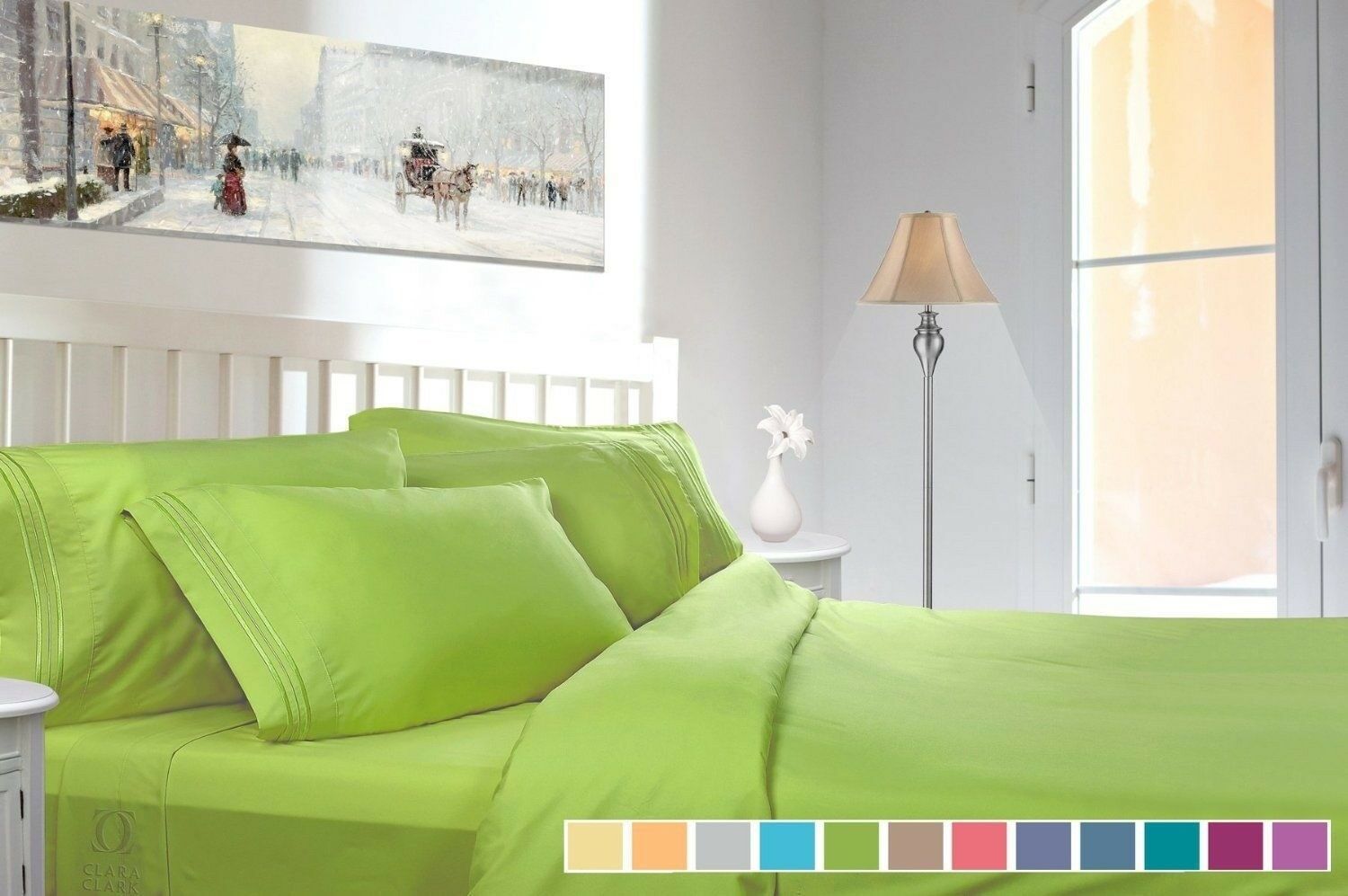 Bed Sheets - Bed Sheets Set - Deep Pocket Queen King Full Twin - 4 Piece 12 Colors! - Queen / Garden Green